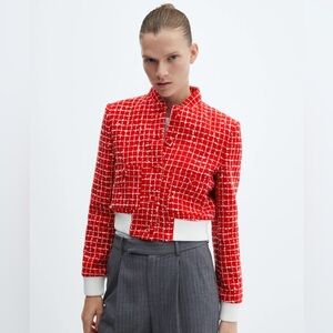 Women’s Mango Tweed Bomber Jacket Size Large